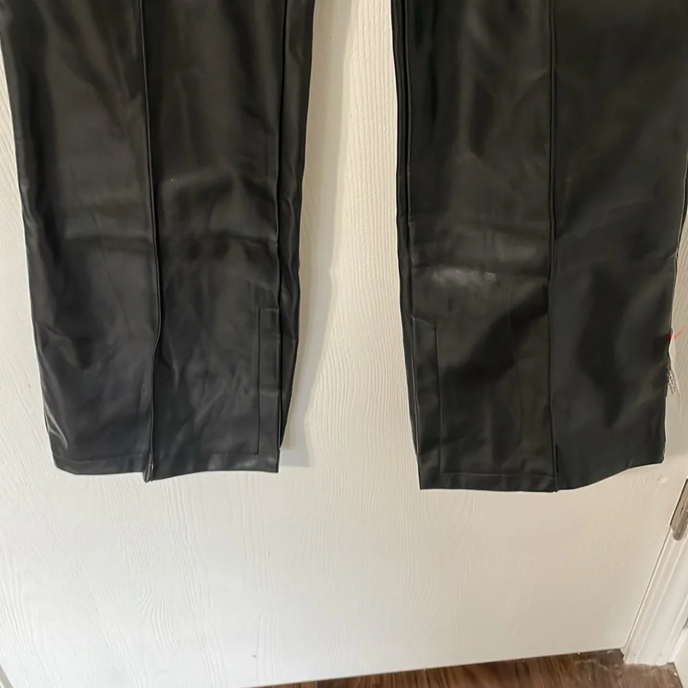 ASOS Design NWT Pleather Black High Rise Flare Pants Size 8 - Picture 7 of 10